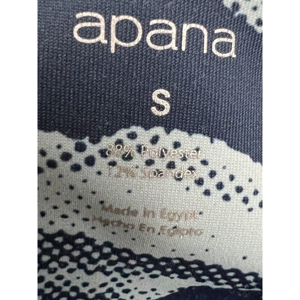 Apana Cropped Leggings Blue Green Leaf Print Capri's Sz Small Gym Athleisure - Picture 8 of 9